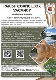 Parish Councillor Vacancy - available by co-option